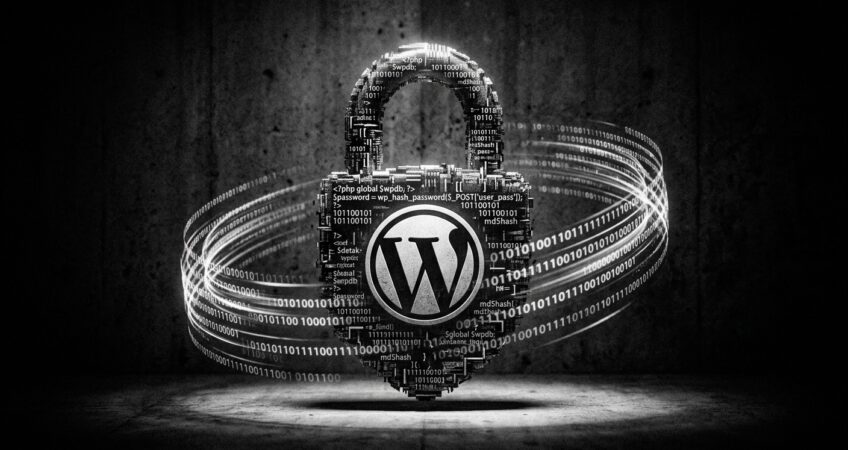 WordPress Wartung und Sicherheit – digitales Schloss aus Code